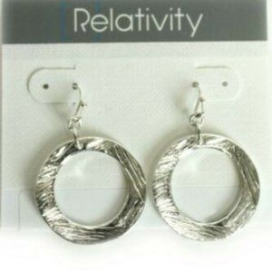Relativity Hoop Dangle Hammered Drop Earrings
